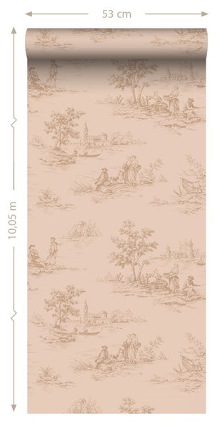 ESTAhome Tapete Toile de Jouy Hellrosa - 50 x 900 cm - 139812