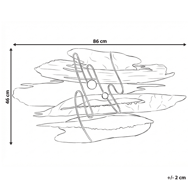 Technische Zeichnung einer Wandleuchte mit den Maßen 86 mal 46 Zentimeter.