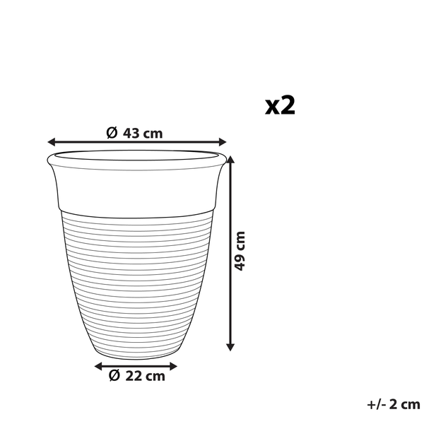 Set mit 2 Blumentöpfen KATALIMA 43 cm Grau