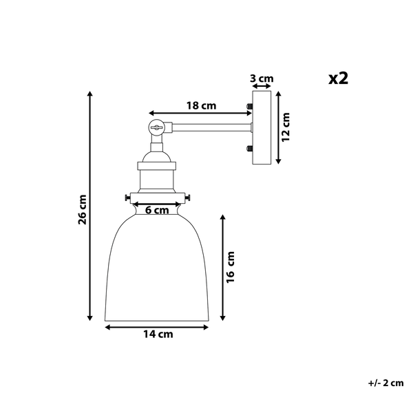 Wandlampe 2er Set LOVAT verstellbar Metall Transparent Schwarz