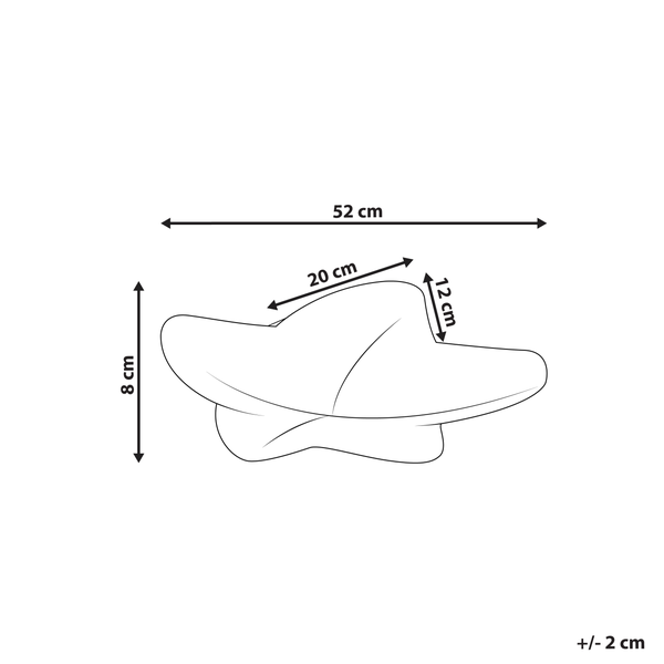 Abbildung mit Maßangaben für ein Kopfkissen mit einer Länge von 52 cm.