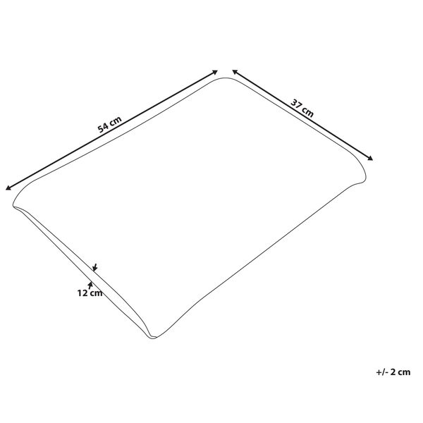 Technische Zeichnung eines Kissens mit den Maßen 54 cm Länge, 37 cm Breite und 12 cm Höhe
