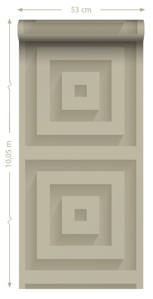 Origin Wallcoverings Tapete 3D-Quadrate Hellbeige - 50 x 900 cm - 347973