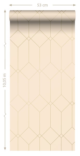 ESTAhome Tapete Art Decó Muster Gold und Beige - 53 cm x 10.05 m - 139747