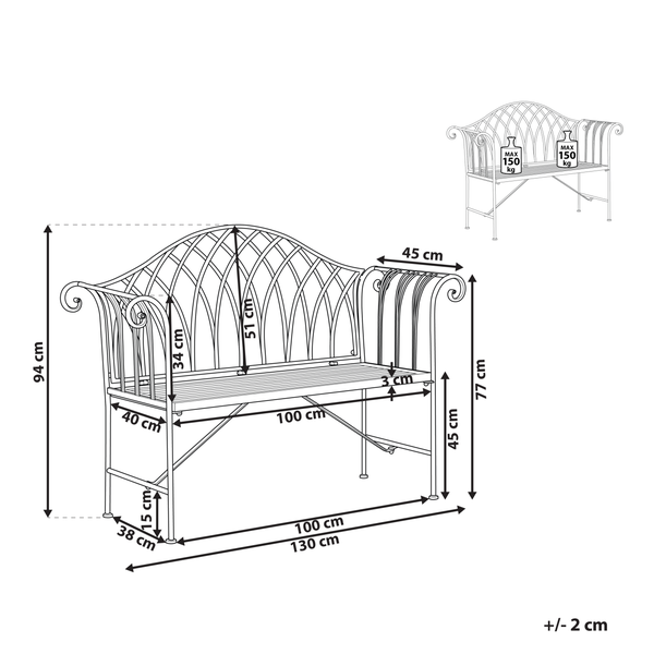 Gartenbank MILAZZO 130 cm Metall Schwarz
