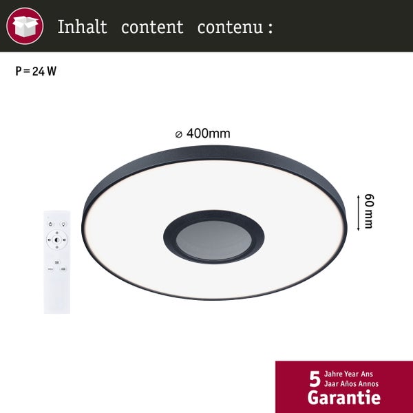 Wand-/Deckenleuchte Spaceglow Three RGB+ 1400lm 230V 21W dimmbar Schwarz matt