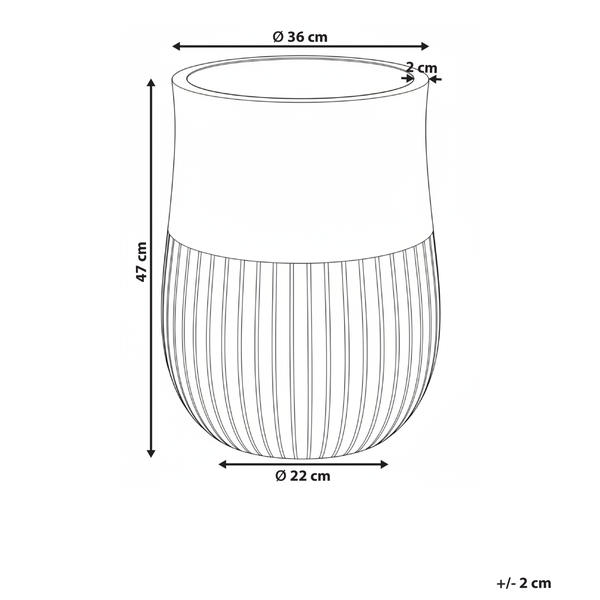 Grauer Pflanztopf mit gerillter Textur