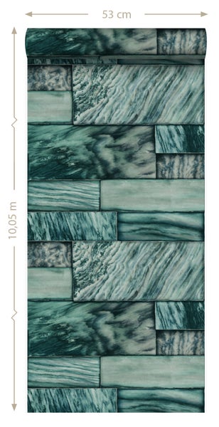 Origin Wallcoverings Tapete Marmor-Optik Smaragdgrün - 53 cm x 10.05 m - 337252