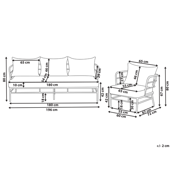 Gartensofa Set 5-Sitzer PONZONE Metall Hellbeige