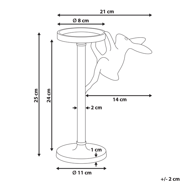 Abmessungen von Pflanzensäule mit Hasenfigur