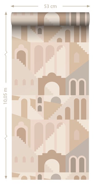 ESTAhome Tapete Mediterrane Häuser Beige - 50 x 900 cm - 139626