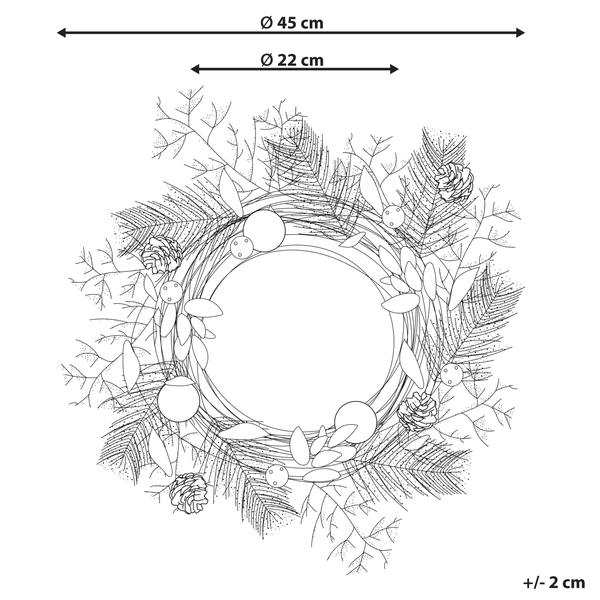 Dekokranz grün / gold mit Zapfen ⌀ 45 cm HOVILA