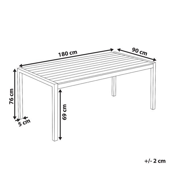 Gartentisch VERNIO 180 cm 90 cm Metall Grau