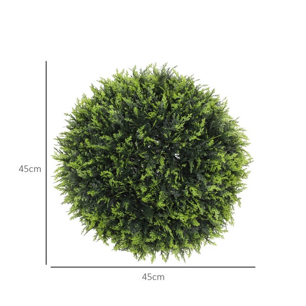HOMCOM 2er-Set Künstlicher Zeder, 45 cm Zimmerpflanze, Kunstpflanze, Dekopflanze, Dekorative Pflanzen für Zuhause, Büro, Flur, Garten, Grün