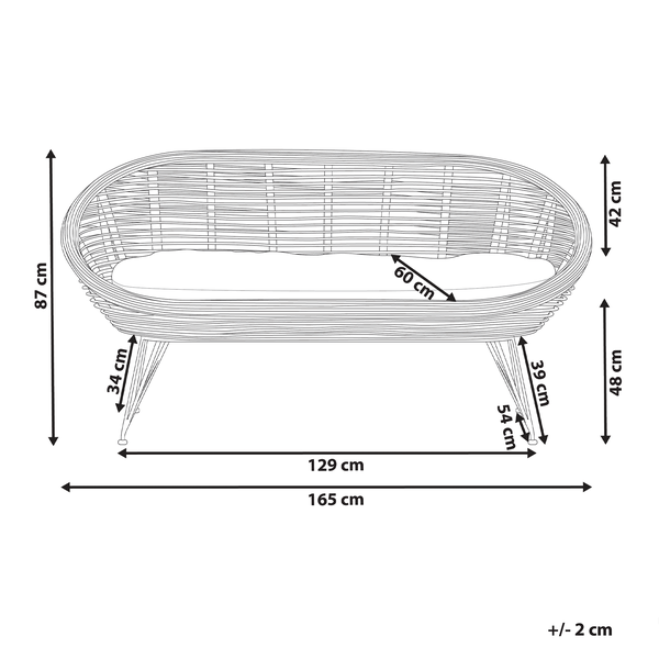 Gartensofa 2-Sitzer MARATEA Rattan Naturfarben