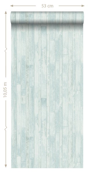 ESTAhome Tapete Holz-Optik Grautürkis - 53 cm x 10.05 m - 128837