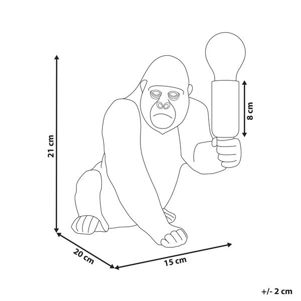 Abmessungen einer Gorilla Lampe mit Glühbirne