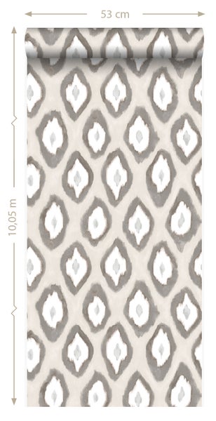 Origin Wallcoverings Tapete Ikat-Motiv Beige - 53 cm x 10.05 m - 346916