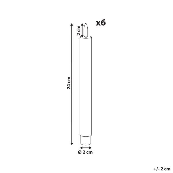 Abmessungen LED-Kerze, 6er Pack
