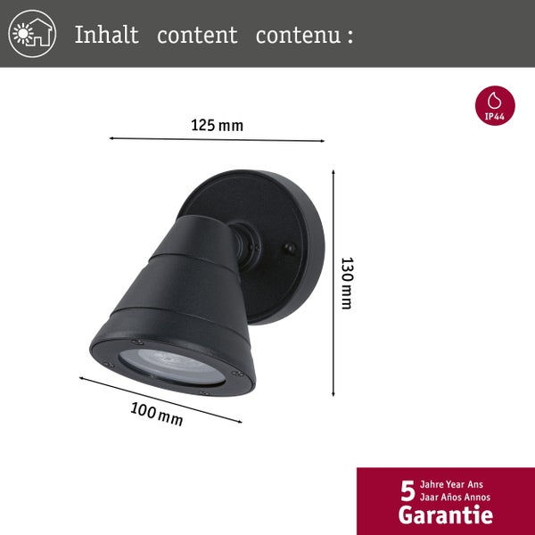 Außenwandleuchte Trian seewasserresistent IP44 rund 100x125mm max. 35W 230V Anthrazit Aluminium