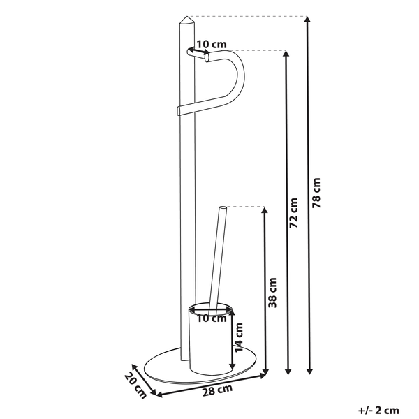 Technische Zeichnung einer WC-Garnitur mit Maßen: Höhe 78 Zentimeter, Breite 28 Zentimeter und Tiefe 20 Zentimeter.