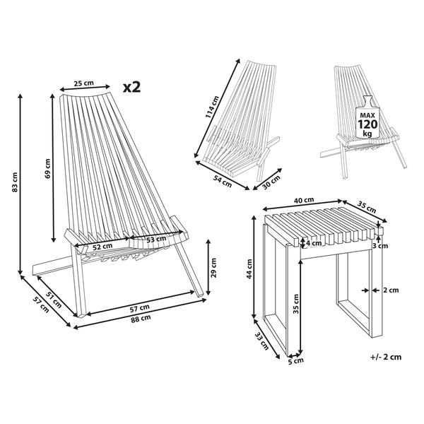 Bistro Set BELLANO Akazienholz Braun