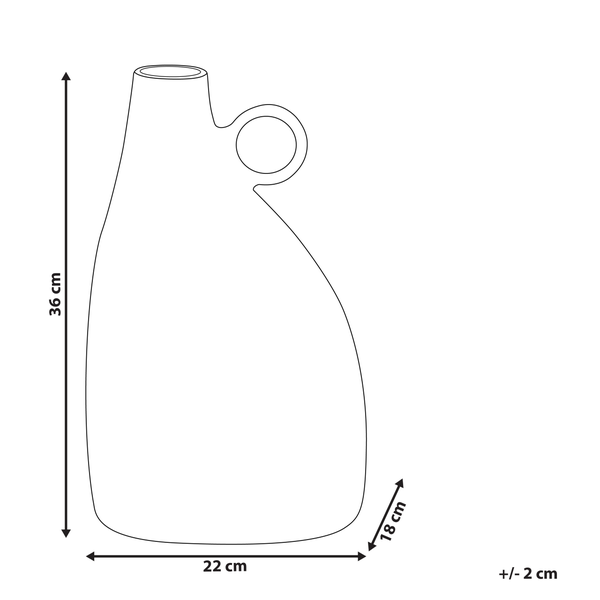 Maße einer Krugvase: Höhe 36 cm, Breite 22 cm, Tiefe 18 cm