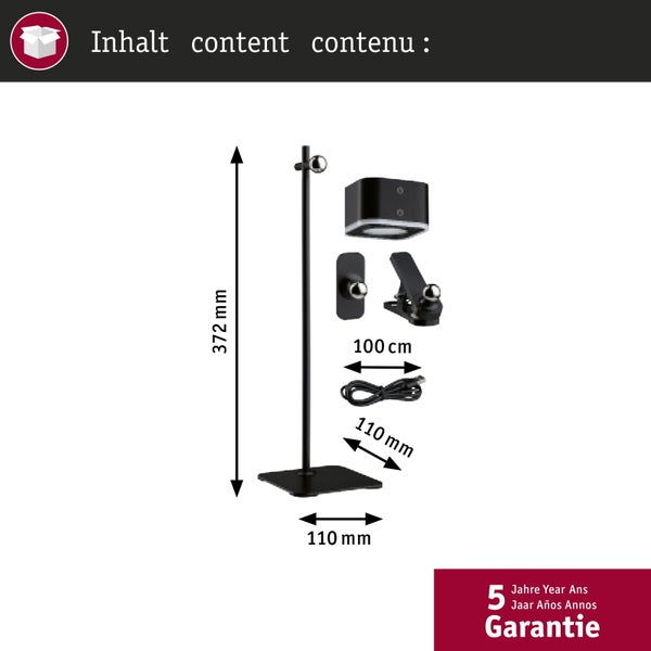 Mobile Tischleuchte Varia White Switch 250lm / 60lm 1,6W / 0,4W Schwarz