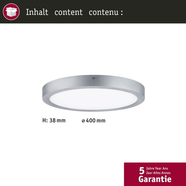 Runde Deckenleuchte, 38 mm hoch, Durchmesser 400 mm, mit fünf Jahren Garantie