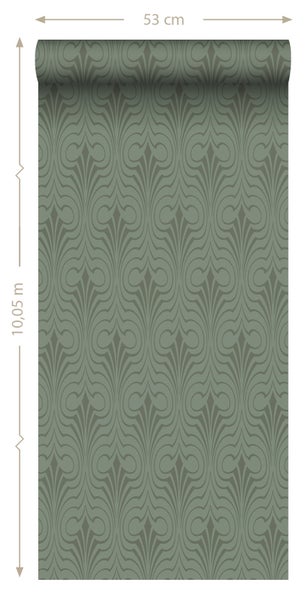 ESTAhome Tapete grafische Form Graugrün - 50 x 900 cm - 139636
