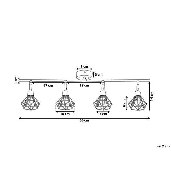Strahler 4-flammig ERMA verstellbar Metall Silber