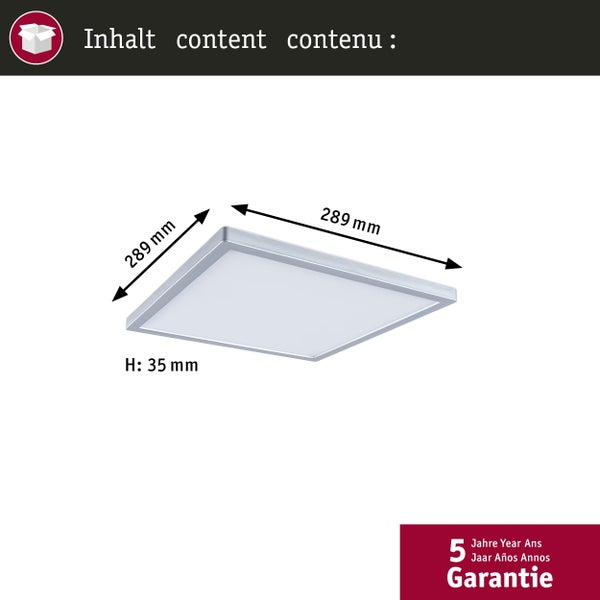 LED Panel Atria Shine IP44 eckig 298x298mm 15,7W 2100lm 3000 - 6500K Chrom matt