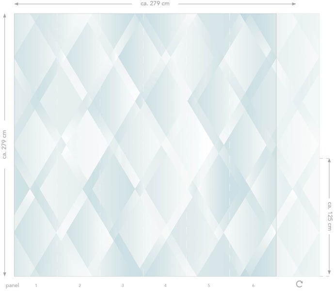 Origin Wallcoverings Fototapete Karomuster Pastellblau und Pastell Mintgrün - 300 x 279 cm - 357210