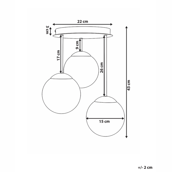 Deckenleuchte mit drei runden Lampenschirmen