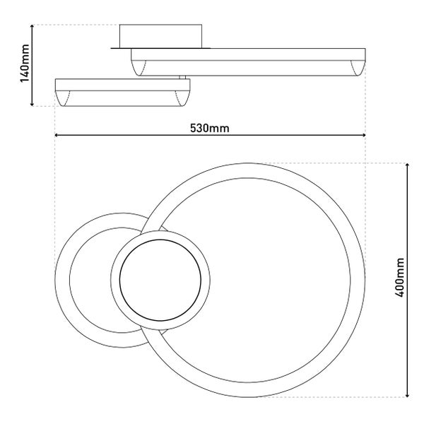 LED-CCT-Deckenleuchte CIRCULO aus schwarzem Metall und sandfarbenem Kunststoff 53 cm lang