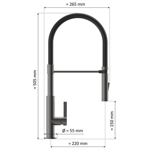 instmaier Küchenarmatur K4 | Flexible Geschirrbrause | Wasserhahn Küche mit 2 Funktionen | Spültischarmatur Graphit / Schwarz | 360° schwenkbar | mit Zentralverschraubung