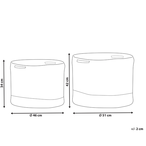 Abmessungen von zwei Wäschekörben