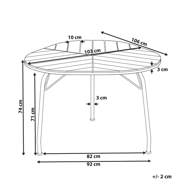 Gartentisch VARENNA 106 cm 103 cm Akazienholz Braun