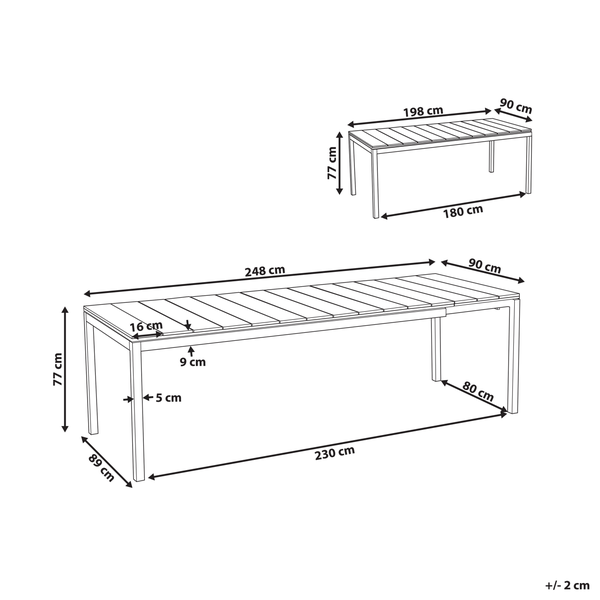 Ausziehbarer Gartentisch TOFANE 198/248 cm 90 cm Grau