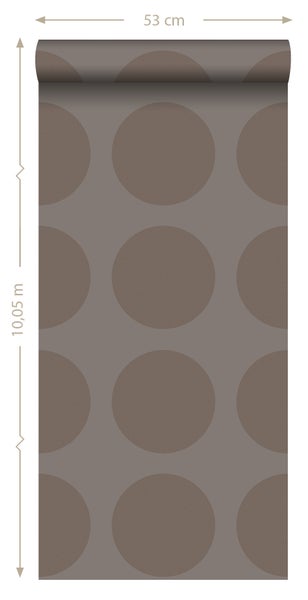 ESTAhome Tapete Kugeln auf Leinenstruktur Taupe - 53 cm x 10.05 m - 135424