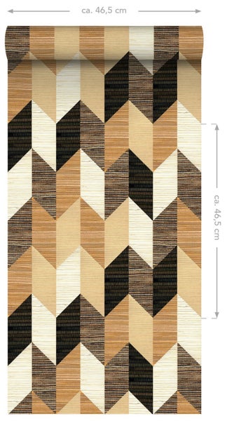 ESTAhome XXL-Vliestapete grafisches Muster Schwarz, Braun und Beige - 50 x 900 cm - 158919