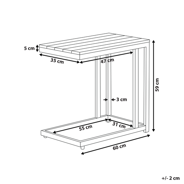 Outdoor Beistelltisch MESSINA 60 cm 35 cm Weiß
