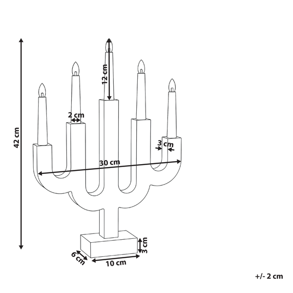 Abmessungen eines fünfflammigen Kerzenständers