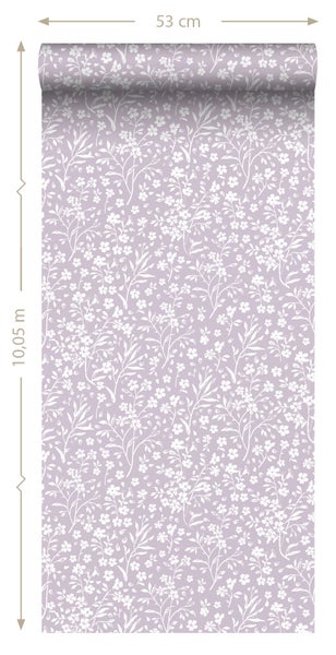 ESTAhome Tapete Blumen Violett - 53 cm x 10.05 m - 139883