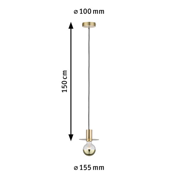 Neordic Pendelleuchte Stian E27 max. 60W Messing gebürstet dimmbar Metall