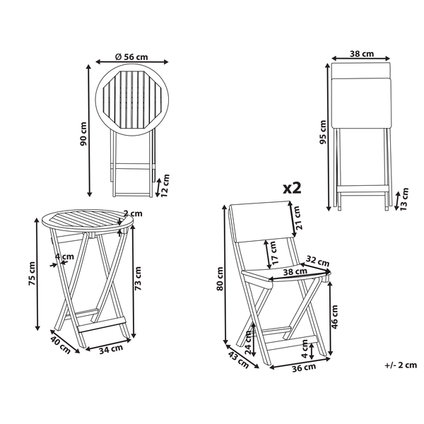 Bistro Set RIVAROTTA Akazienholz Braun / Schwarz