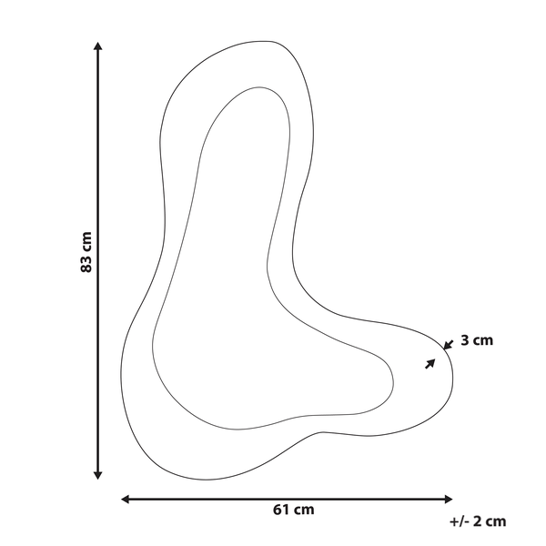 Abmessungen eines Teiches: 83 cm Höhe, 61 cm Breite, 3 cm Tiefe