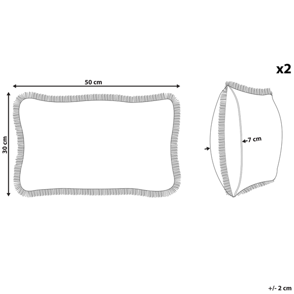 Dekokissen 2er Set POTHOS Samtstoff 30 x 50 cm Beige Ohne Muster