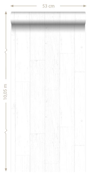 Origin Wallcoverings Tapete Holz-optik Weiß und Silber - 53 cm x 10.05 m - 347541