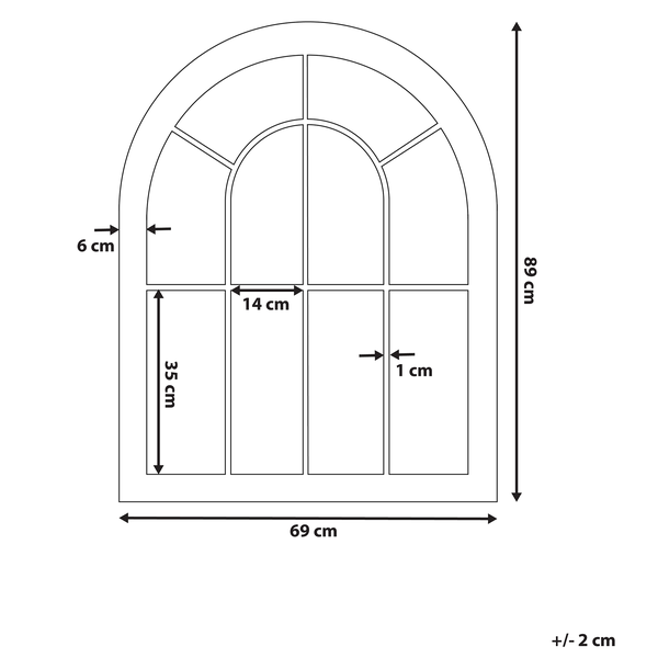 Technische Zeichnung eines Fensters mit Abmessungen
